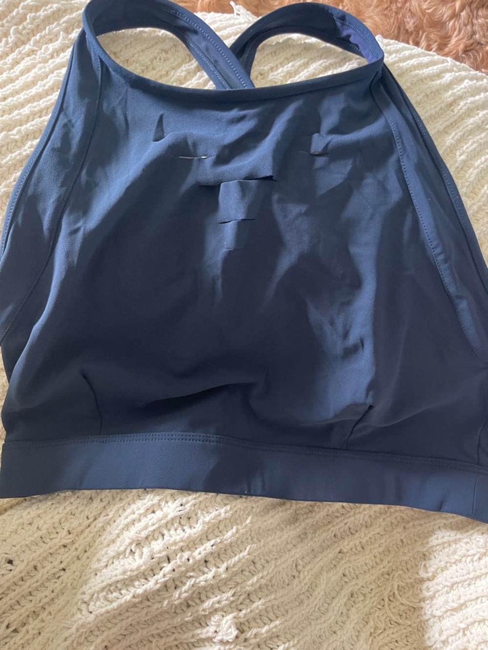 ALO Yoga Deep Navy High-Neck Sports Bra - Large (no pads)
